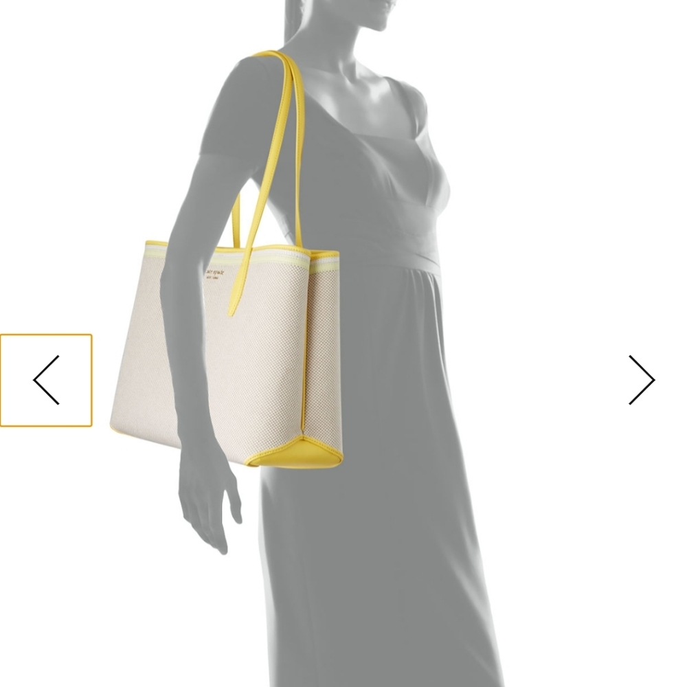 New Kate Spade canvas khaki & yellow leather purse